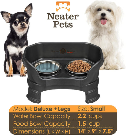 Neater Feeder Deluxe with Leg Extensions (Small, Midnight Black)